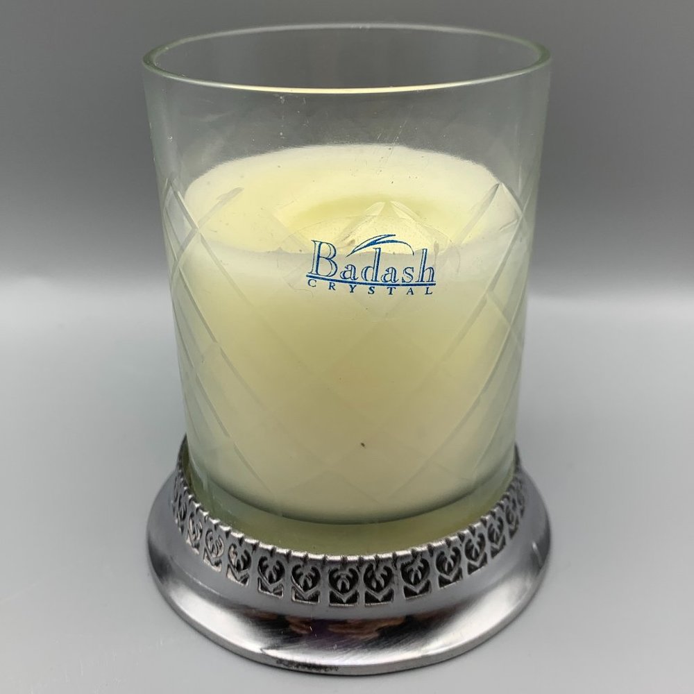 Badash Crystal Candle Holder with Silver Metal Base and Candle
